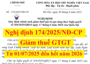 Nghị định 174/2025/NĐ-CP chính sách giảm thuế GTGT theo Nghị quyết 204/2025/QH15