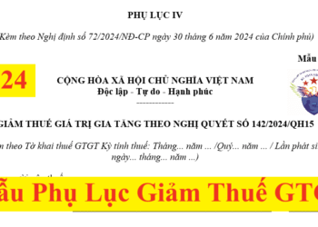 Mẫu phụ lục giảm thuế GTGT 2024 theo Nghị định 72/2024/NĐ-CP