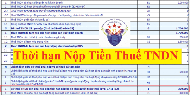 Thời hạn nộp tiền thuế TNDN tạm tính quý, quyết toán thuế năm 2025