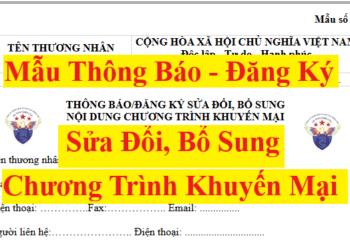Mẫu thông báo đăng ký sửa đổi, bổ sung nội dung chương trình khuyến mại