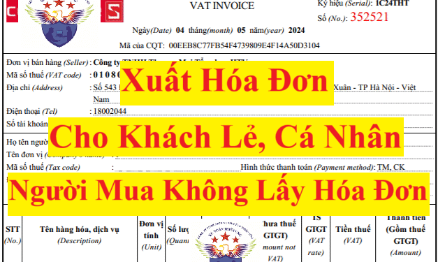 Xuất hóa đơn cho khách lẻ, cá nhân, người mua không lấy hóa đơn