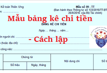 Mẫu Bảng kê chi tiền 09-TT theo Thông tư 133 và 200