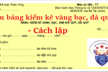 Mẫu Bảng kiểm kê vàng bạc, đá quý 08b-TT theo Thông tư 133 và 200