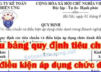 Bảng quy định tiêu chuẩn và điều kiện áp dụng chức danh