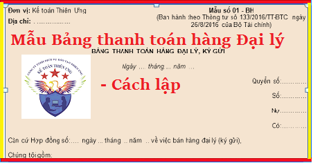 Mẫu bảng thanh toán hàng đại lý ký gửi theo Thông tư 133 và 200