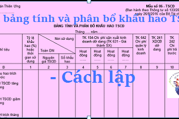 Mẫu bảng tính và phân bổ khấu hao TSCĐ theo Thông tư 133 và 200
