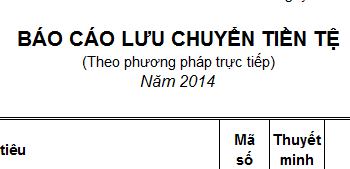 Mẫu báo cáo lưu chuyển tiền tệ trực tiếp theo QĐ 15