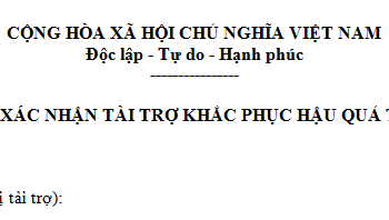 Biên bản xác nhận tài trợ khắc phục hậu quả thiên tai mẫu 05/TNDN