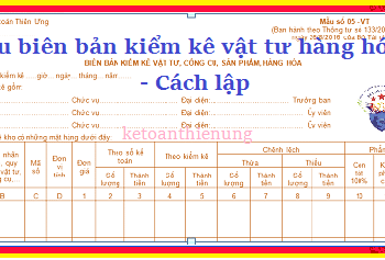 Mẫu Biên bản kiểm kê vật tư hàng hoá theo Thông tư 133, 200