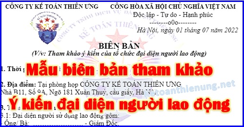 Biên bản tham khảo ý kiến của đại diện người lao động