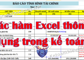 Các hàm Excel trong kế toán thường dùng