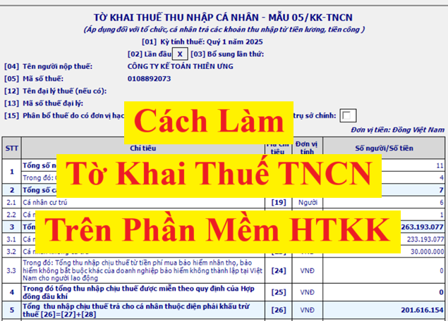Cách làm tờ khai thuế TNCN trên phần mềm HTKK Cách làm tờ khai thuế TNCN trên phần mềm HTKK