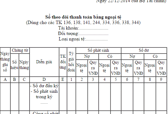 Cách lập Sổ theo dõi thanh toán bằng ngoại tệ