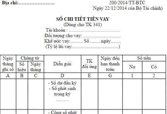 Cách lập sổ chi tiết tiền vay theo Thông tư 200