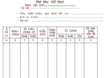 Cách lập thẻ kho (sổ kho) theo Thông tư 200