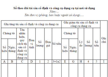 Cách lập sổ theo dõi TSCĐ, CCDC tại nơi sử dụng