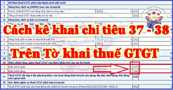 Cách kê khai chỉ tiêu 37 và 38 trên tờ khai thuế GTGT