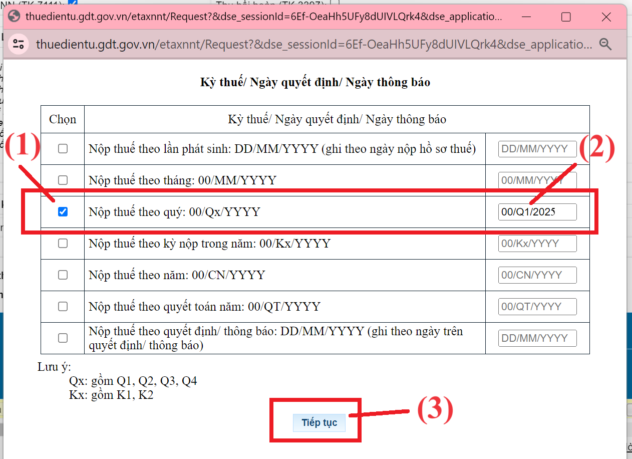 Chọn kỳ nộp thuế TNDN tạm tính