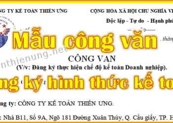 Mẫu Công văn đăng ký chế độ kế toán mới nhất