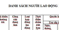 Mẫu danh sách người lao động để giải thể Doanh nghiệp
