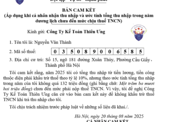 Điều kiện làm cam kết thu nhập 08/CK-TNCN để không bị khấu trừ thuế TNCN