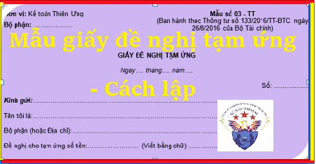 Mẫu Giấy đề nghị tạm ứng 03-TT theo Thông tư 133 và 200