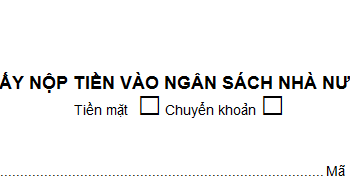 Giấy nộp tiền vào ngân sách nhà nước Mẫu C1-02/NS mới nhất