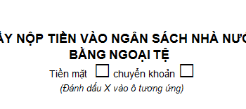 Giấy nộp tiền vào ngân sách nhà nước bằng ngoại tệ theo TT 119