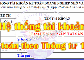Hệ thống tài khoản kế toán theo Thông tư 133 Excel