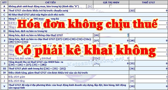 hóa đơn không chịu thuế có phải kê khai không