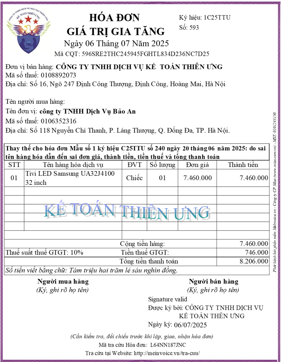 Hóa đơn thay thế