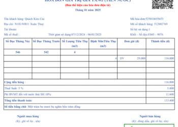 Mẫu hóa đơn tiền nước mới nhất năm 2025