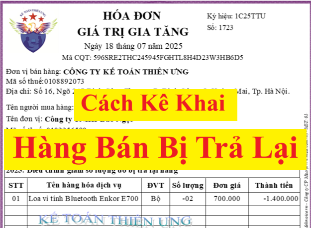 Cách kê khai thuế hàng bán bị trả lại theo Nghị định 70 2025