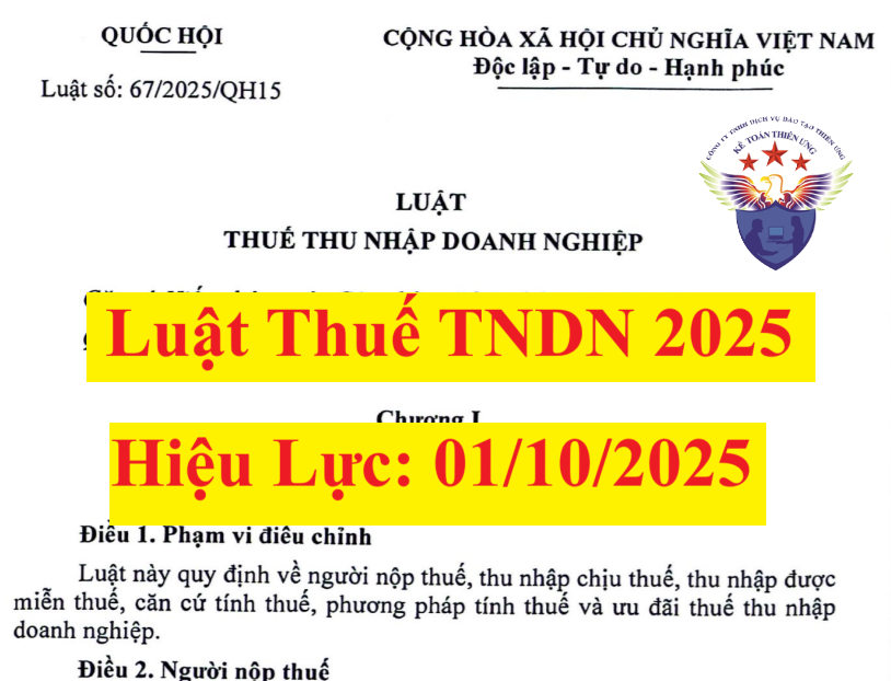 Luật Thuế thu nhập doanh nghiệp số 67/2025/QH15