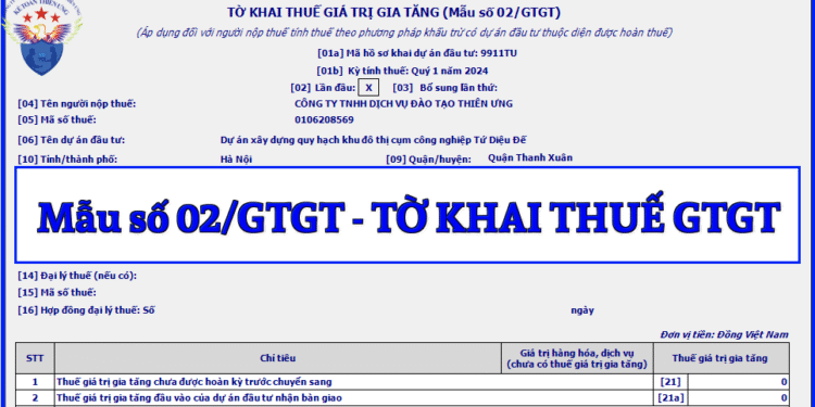Mẫu số 02/GTGT Tờ khai thuế giá trị gia tăng theo TT 80/2021