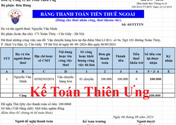 Mẫu Bảng thanh toán tiền thuê ngoài theo Thông tư 133 và 200