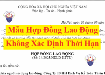 Mẫu hợp đồng lao động không xác định thời hạn 2025 mới nhất