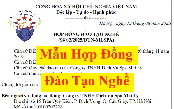 Mẫu hợp đồng đào tạo nghề mới nhất năm 2025