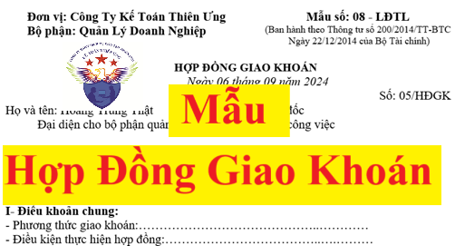 Mẫu hợp đồng giao khoán