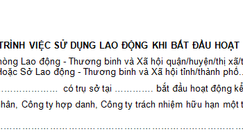 Mẫu 05 – khai trình việc sử dụng lao động khi mới bắt đầu hoạt động theo TT 23