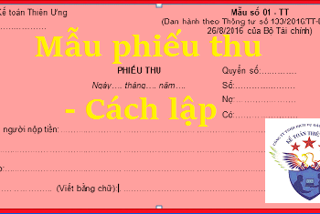 Mẫu phiếu thu 01 – TT theo Thông tư 133 và 200