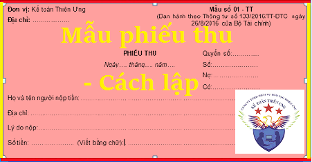 Mẫu phiếu thu 01 – TT theo Thông tư 133 và 200