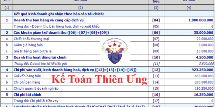 Cách làm Phụ lục 03-1A/TNDN Phụ lục kết quả hoạt động sản xuất kinh doanh