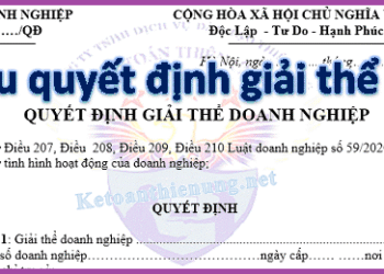 Mẫu Quyết định giải thể doanh nghiệp công ty