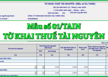 Mẫu số 01/TAIN Tờ khai thuế tài nguyên theo TT 80/2021