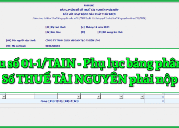 Mẫu số 01-1/TAIN Phụ lục bảng phân bổ số thuế tài nguyên phải nộp theo TT 80/2021