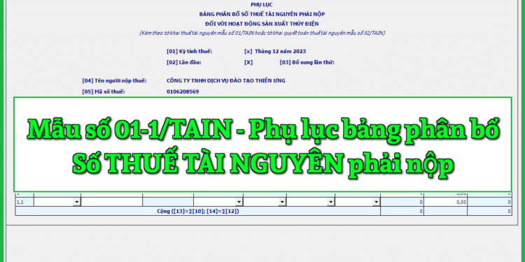 Mẫu số 01-1/TAIN Phụ lục bảng phân bổ số thuế tài nguyên phải nộp theo TT 80/2021
