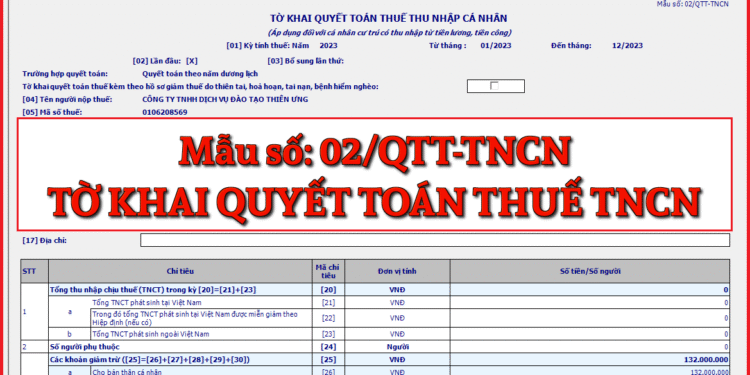 Mẫu số 02/QTT-TNCN Tờ khai quyết toán thuế thu nhập cá nhân theo TT 80/2021