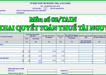 Mẫu số 02/TAIN Tờ khai quyết toán thuế tài nguyên theo TT 80/2021