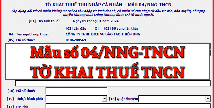 Mẫu số 04/NNG-TNCN Tờ khai thuế thu nhập cá nhân theo TT 80/2021